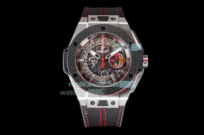 Swiss HUB1241 Hublot Replica Big Bang Skeleton Dial Stainless Steel Case Rubber Strap Watch